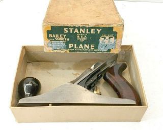 Vtg Stanley - Bailey No.  2c Iron - Smooth Corrugated Bottom 7 " Wood Plane & Orig Box
