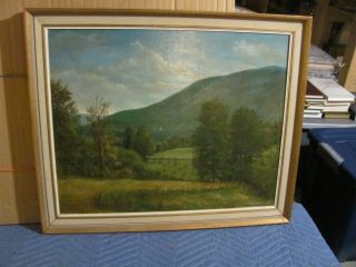 Vintage O/c Painting Of Manchester,  Vt Landscape By Listed Artist James Montague