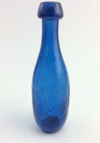 Antique Sapphire Blue S.  Smith Auburn N.  Y.  Soda Bottle