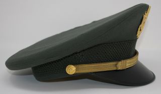Vintage US Army Officer ' s Uniform Cap Hat & Badge 100 Wool Size: 7 1/4 4