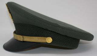 Vintage US Army Officer ' s Uniform Cap Hat & Badge 100 Wool Size: 7 1/4 5