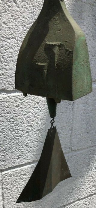 Vintage Wind Bell Chime By Paolo Soleri Bronze 32” Marked & Orig.  Holder 2
