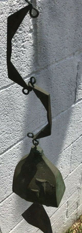 Vintage Wind Bell Chime By Paolo Soleri Bronze 32” Marked & Orig.  Holder 3