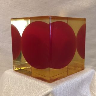 Rare/Original/ENZO MARI/CUBO/Resin/Red Sphere in Cube/1960’s/For Danese Milano. 3