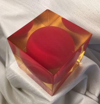 Rare/Original/ENZO MARI/CUBO/Resin/Red Sphere in Cube/1960’s/For Danese Milano. 4