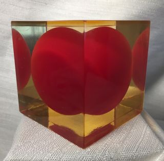 Rare/Original/ENZO MARI/CUBO/Resin/Red Sphere in Cube/1960’s/For Danese Milano. 5