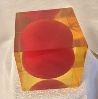 Rare/Original/ENZO MARI/CUBO/Resin/Red Sphere in Cube/1960’s/For Danese Milano. 8