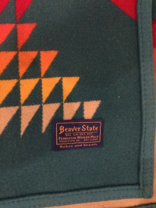 Vintage Pendleton Beaver State Wool Indian Aztec Large Blanket Old Label 86 X 86 7