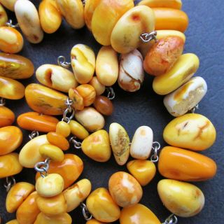 Antique Natural Butterscotch Egg Yolk Baltic Amber Necklace 40.  7g. 9