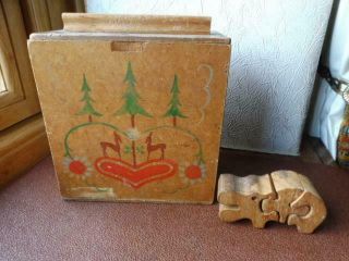 German WW2 1945 dated Hamburg wooden Childs Toy,  painted box inscription to Jan 3