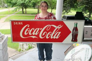 Large Vintage 1948 Coca Cola Soda Pop Bottle Gas Station 54 " Metal Sign
