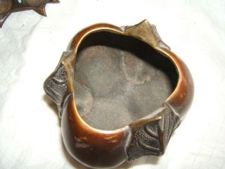 japanese meiji era period bronze incense burner organic fruit floral leaf bulb 7