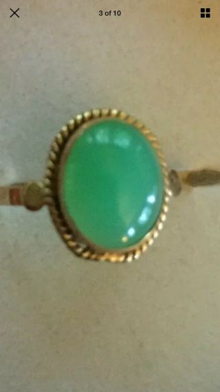 Antique Chrysoprase Green Gemstone Ring