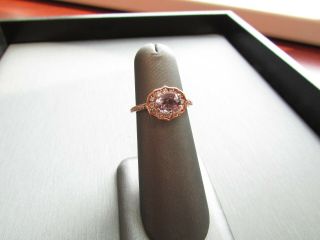 Vintage 14k Rose Gold Amethyst And Diamond Ring