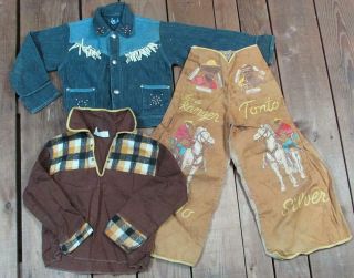 Vintage 1950s Lone Ranger Tonto Cowboy Western Outfit Costume Pla - Master 3 Piece