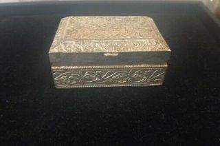 Antique Hand Carved Floral Engraved Sterling Silver 2.  5in Storage Box