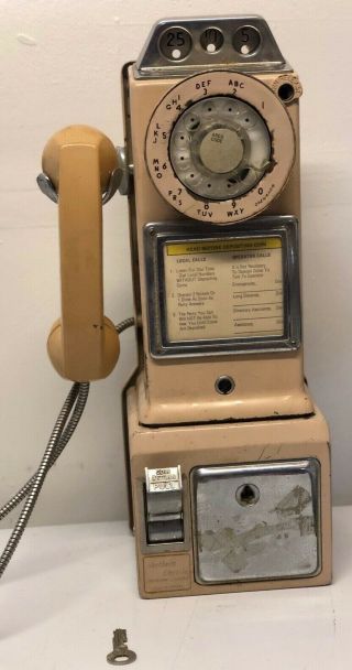 Vintage Pink Del Tronics Ohio Pay Phone 3 Slot Rotary Dial Type 233qf Telephone