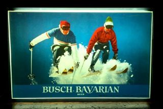 Vintage 1958 Busch Bavarian Beer Ski Light - Lighted Tavern Bar Budweiser Sign