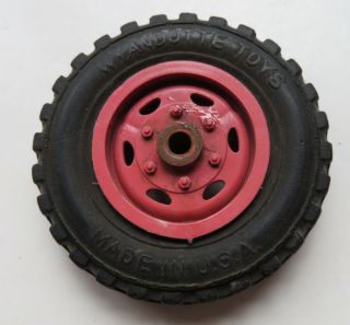 Vintage Wyandotte Toy Truck Redish Orange Plastic Hub Tire