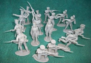 Timpo Napoleonic Prussian Infantry Toy Soldiers (54mm) 16 In 8 Poses - Grey