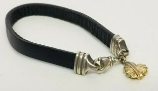 Barry Kieselstein Cord 14k Gold Heart & Sterling Silver Leather Cord Bracelet