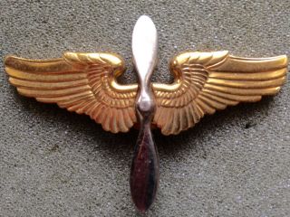 Wwii Ww2 Us Hat Cap Badge Aaf Air Corps Cadet Pilot Training Device Wings Prop