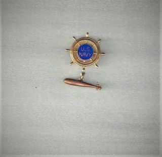 Rare Usn Torpedo Ships Wheel Wwii 1940’s Us Navy Enamel Sweetheart Pin