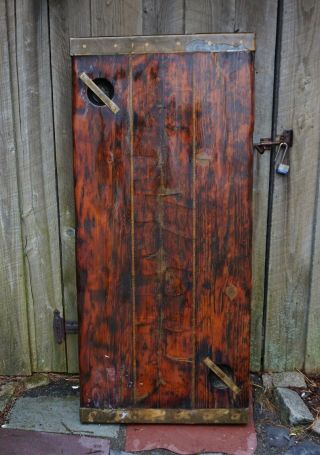 Antique Wwii Liberty Ship Wooden Hatch Cover With Metal Handles And Rope