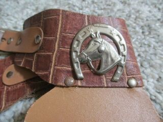 Two Gun Marshal Star Badge Vintage Toy Cowboy Western Holster w/ Horse Head Shoe 3