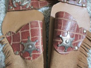 Two Gun Marshal Star Badge Vintage Toy Cowboy Western Holster w/ Horse Head Shoe 4