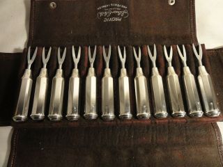 Antique JH John Hasselbring Sterling Silver Hors D ' oeuvres Fork Set in Case 2