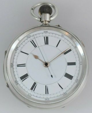 Huge Antique Silver Centre Second Chronograph Lever Pocket Watch,  Newsome C.  1894