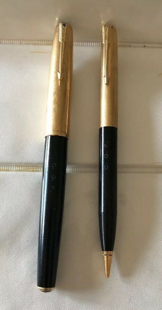 Vintage ‘parker 51’ Fountain Pen & Mechanical Pencil Set - 14k Gold Made In Usa