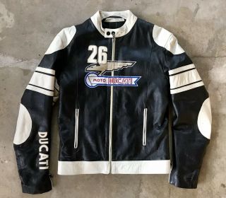 Ducati Italian Motorcycle Leather Biker Jacket - Retro/vintage Style - Size 48