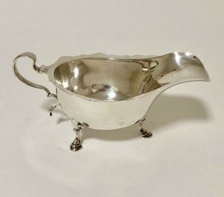 Good Quality Antique Solid Sterling Silver Sauce Boat Gravy Jug London 1905