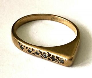 Antique 6 Diamond Ladies Ring 14k Solid Gold Sz 4 Tiny Finger Ring Band