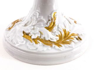 Antique Meissen Compote Pedestal Bowl - White Porcelain w/ Gold Gilt Floral 5