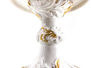 Antique Meissen Compote Pedestal Bowl - White Porcelain w/ Gold Gilt Floral 6