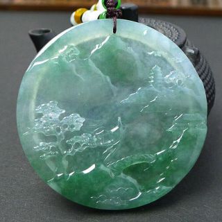 100 Natural Jade A Goods Hand - Carved Semi - Transparent Landscape Jade 450