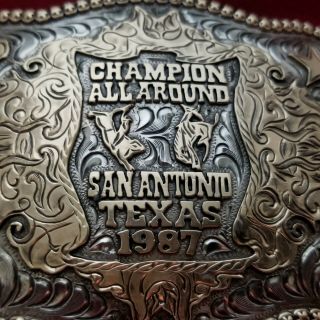 Rodeo Trophy Buckle Vintage 1987 San Antonio Texas All Around Rodeo Champion 48