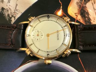 Vintage Solid 14K Gold Lecoultre Art Deco men ' s watch,  rare midsize 2