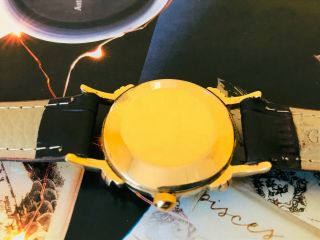 Vintage Solid 14K Gold Lecoultre Art Deco men ' s watch,  rare midsize 5