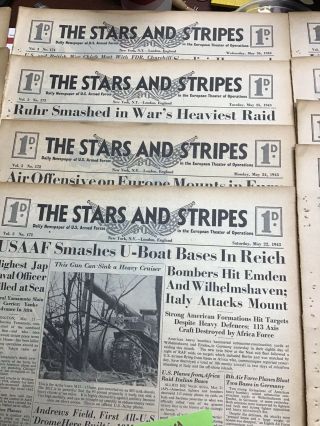 STARS & STRIPES NEWSPAPER - 13 Issues May 17 - 31 1943 NOT FOLDED WWII Rare 3