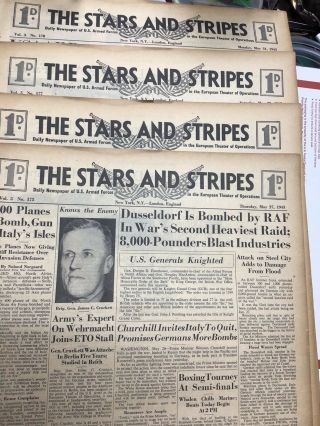 STARS & STRIPES NEWSPAPER - 13 Issues May 17 - 31 1943 NOT FOLDED WWII Rare 4