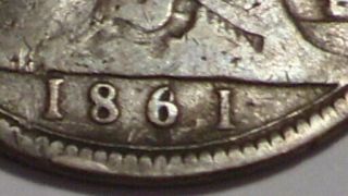 1861 Bun Penny.  6 Over 8.  V.  Clear.  Ext.  Rare.  Collectable.  Victoria.  British.  1869