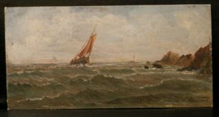 Old Antique Impressionist Seascape Fine Art Oil Painting Artwork 19th Century $$