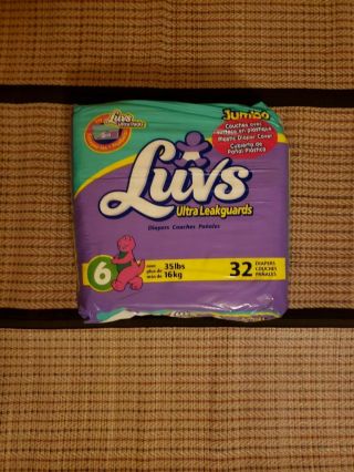 Vintage Luvs Size 6 Plastic Backed Cover Adult Baby Toddler Youth Diapers
