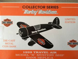 Harley Davidson Airplane Bank Rare Die Cast Hd2 1929 Travel Air Model 1:32 Mib
