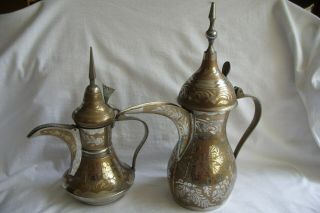 Two Vintage Islamic / Middle Eastern Dallah Coffee / Tepots.