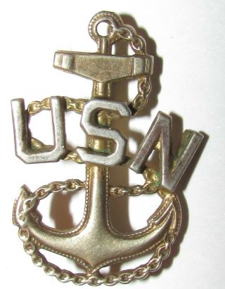 Meyer Sterling Ww2 Chief Petty Officer Garrison Cap Pin United States Navy